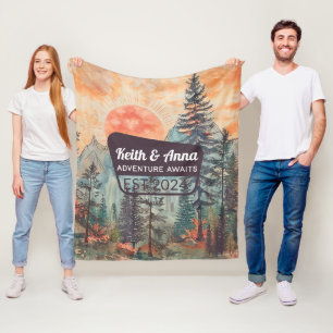 Personalised Sunset Mountain National Park Forest Fleece Blanket