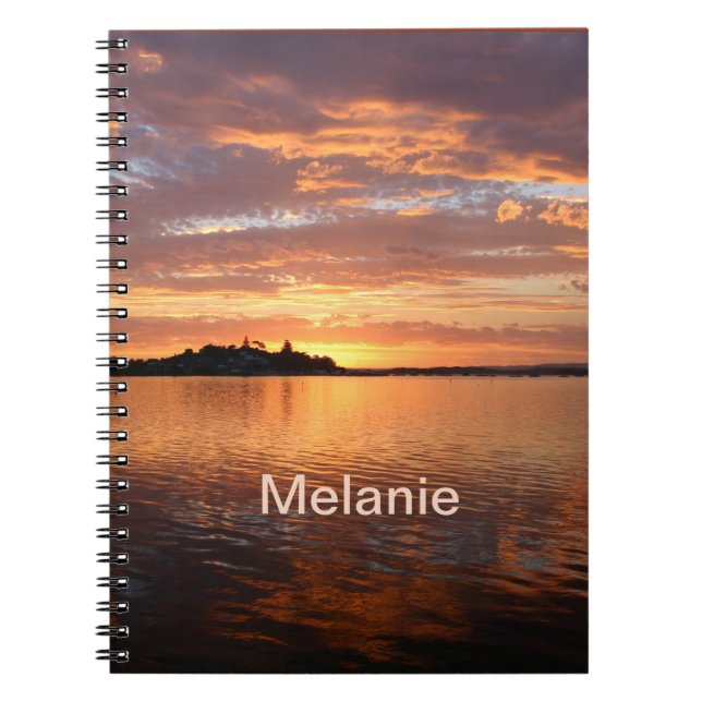 Personalised Sunset on the Water Notebook (Front)