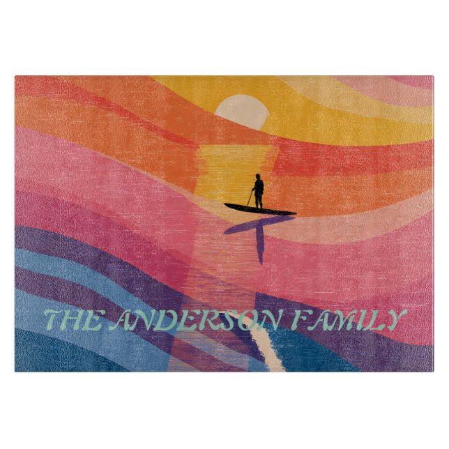 Personalised Sunset Paddle Board Cutting Board (Front)