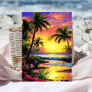 Personalised Sunset Tropical Birthday Card