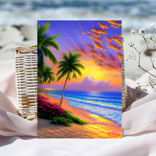 Personalised Sunset Tropical Birthday Card