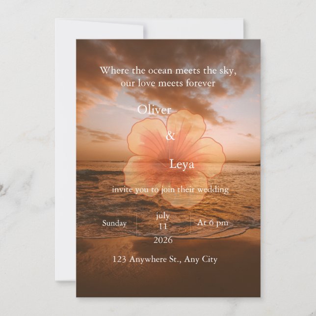 Personalised Sunset Wedding Invitation (Front)