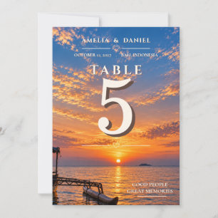 Personalised Sunset Wedding Table Number