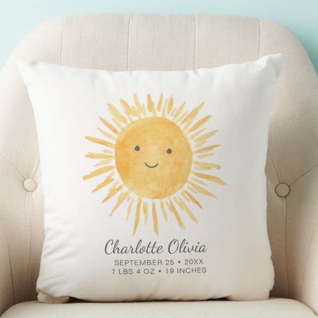 Personalised Sunshine Birth Stats Cushion (Creator Uploaded)