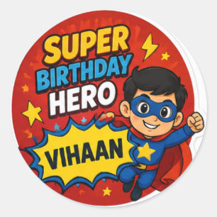 Personalised Super Birthday Hero Sticker