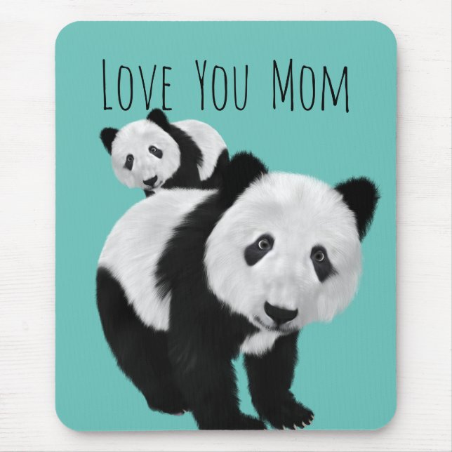 Personalised Super Cute Pandas - Changeable Colo Mouse Mat (Front)