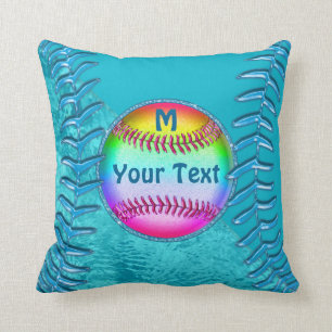 Personalised Super Cute Turquoise Softball Pillows