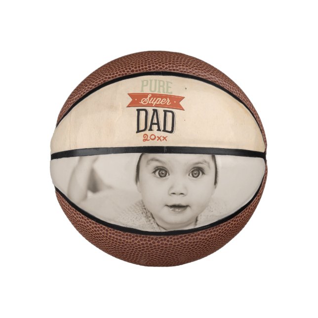 Personalised Super Dad Fathers Day Photo Gift Mini Basketball (Front)