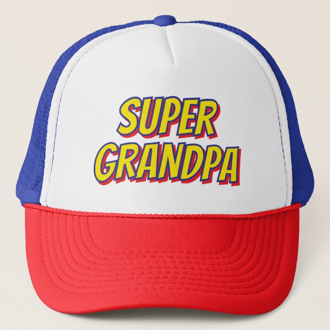 Personalised Super Grandpa, Superhero Father's Day Trucker Hat (Front)
