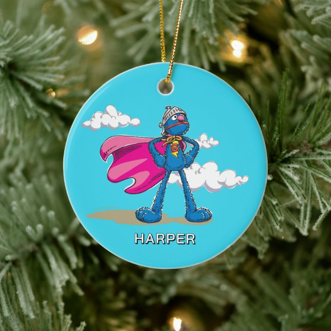 Personalised Super Grover | Custom Name & Photo Ceramic Tree Decoration (Tree)