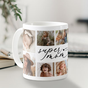 Personalised Super Mum 10 Photo Collage Coffee Mug