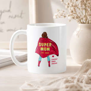 Personalised Super Mum Mug Custom Kids Names