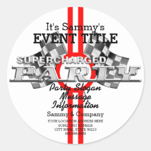 Personalised Supercharged Performance Party Classic Round Sticker