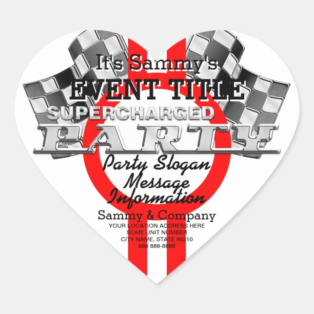 Personalised Supercharged Performance Party Heart Sticker (Front)