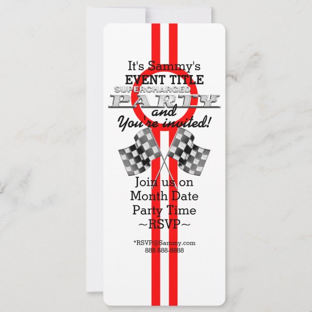 Personalised Supercharged Performance Party Invitation (Front)