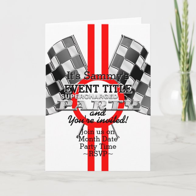 Personalised Supercharged Performance Party Invitation (Front)