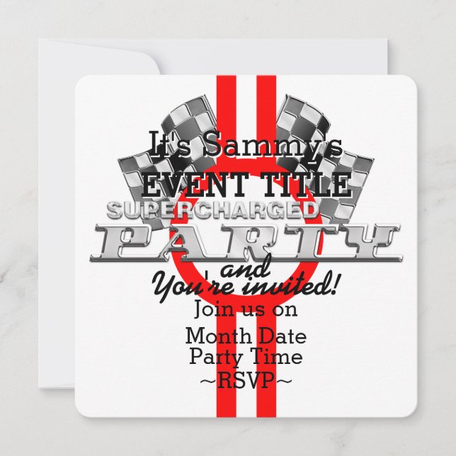 Personalised Supercharged Performance Party Invitation (Front)