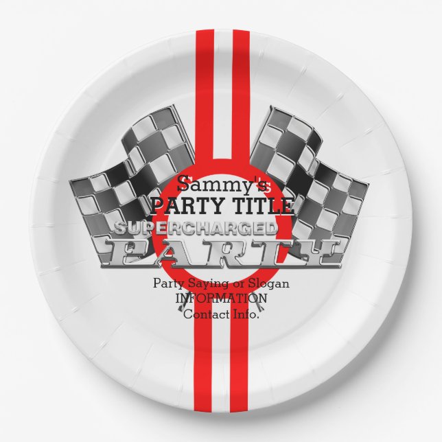 Personalised Supercharged Performance Party Paper Plate (Front)