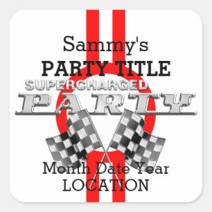 Personalised Supercharged Performance Party Square Sticker