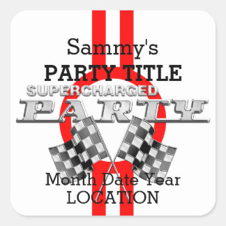 Personalised Supercharged Performance Party Square Sticker