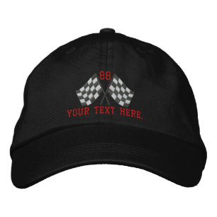 Personalised Supercharged Racing Flags Embroidery Embroidered Hat