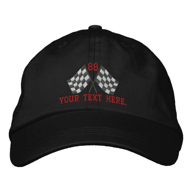 Personalised Supercharged Racing Flags Embroidery Embroidered Hat (Front)