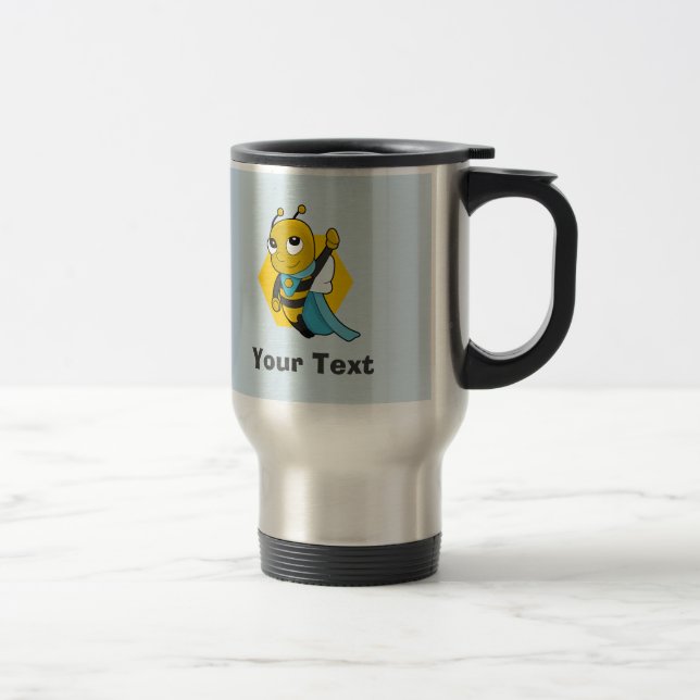 Personalised Superhero bee cartoon Travel Mug (Right)