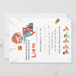 Personalised Superhero Boy Baby Shower Invitation