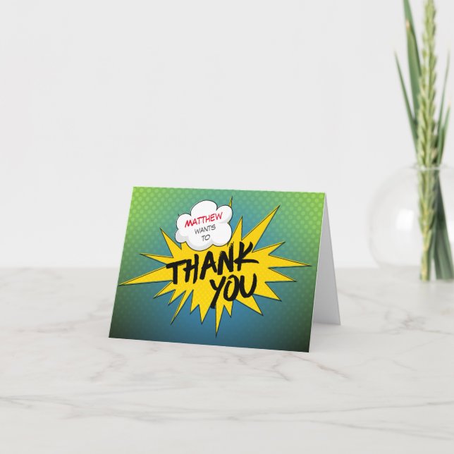 Personalised Superhero Flash Superhero Thank You Card (Front)