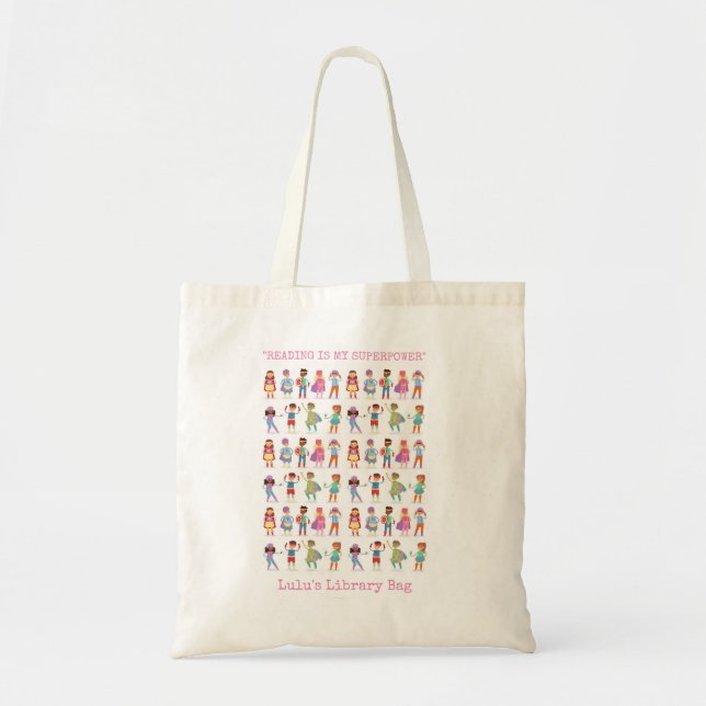 Personalised Superhero Library Bag (Front)