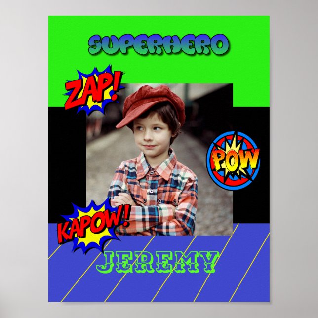 Personalised Superhero Poster for Little Boy (Front)