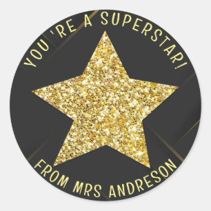 Personalised superstar Teacher Reward Classic Round Sticker