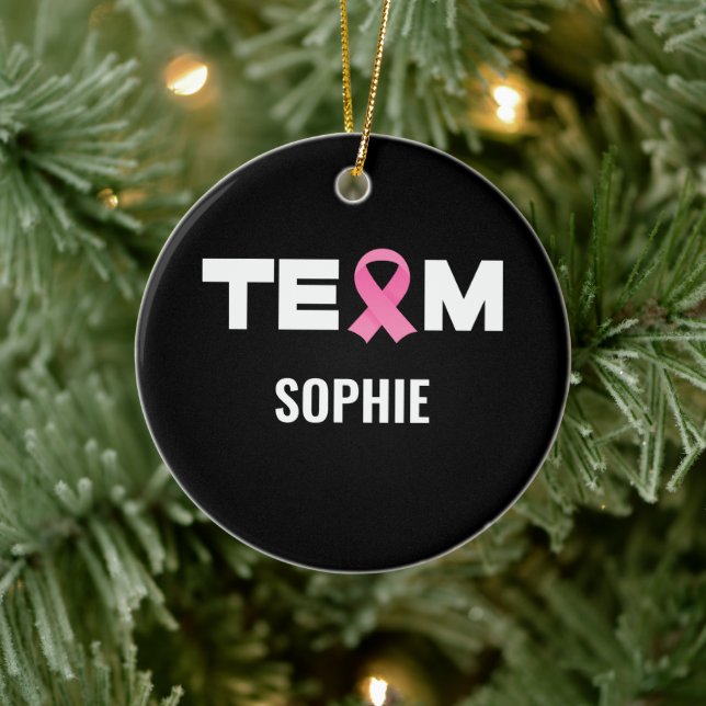 Personalised Support Team Breast Cancer Awareness  Ceramic Tree Decoration (Tree)