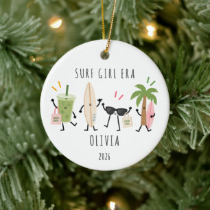 Personalised Surf Girl Era Christmas Ornament