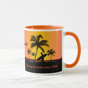 Personalised Surfer surfing chasing the wave Mug
