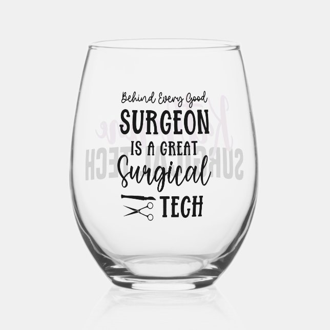 Personalised Surgical Tech | Surgical Technologist Stemless Wine Glass (Front)
