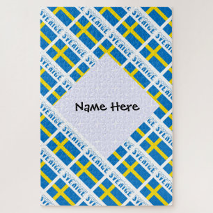 Personalised Sverige Flagge Tiled Jigsaw Puzzle