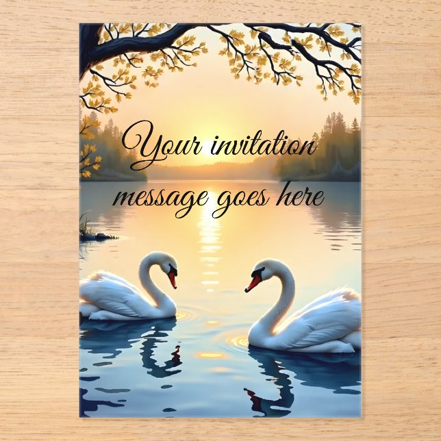 Personalised Swan Couple Invitation (Front)