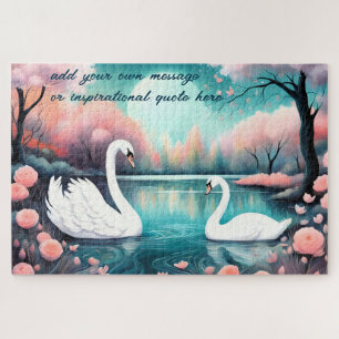 Personalised Swan Love Pond Jigsaw Puzzle