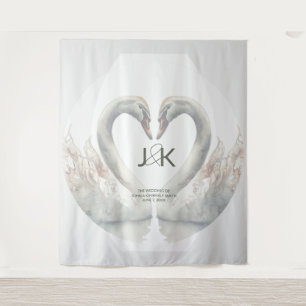 Personalised Swan Wedding Backdrop Tapestry