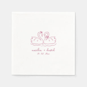 Personalised swan wedding cocktail  napkin