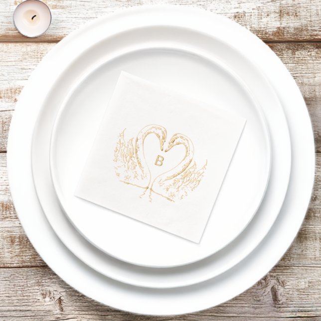 Personalised Swan Wedding Foil Napkins (Insitu)