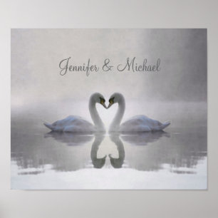 Personalised Swans in Love ~ Poster / Print