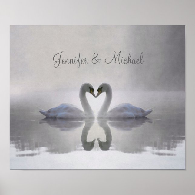 Personalised Swans in Love ~ Poster / Print (Front)