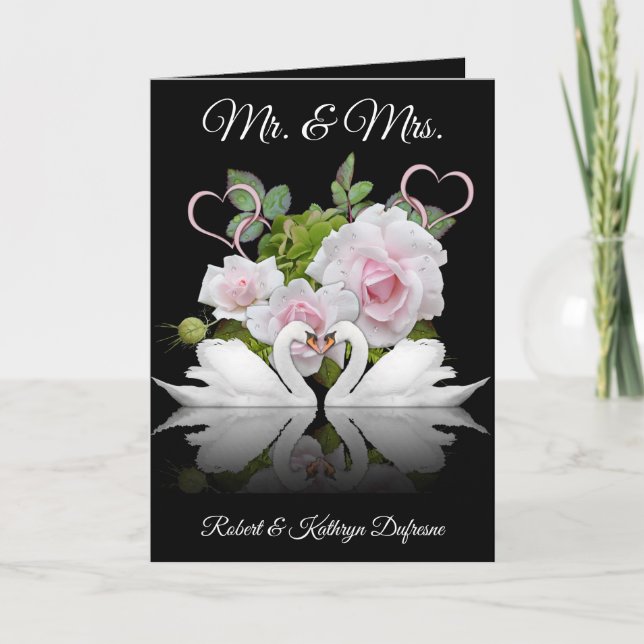 Personalised Swans Wedding/Anniversary Card (Front)