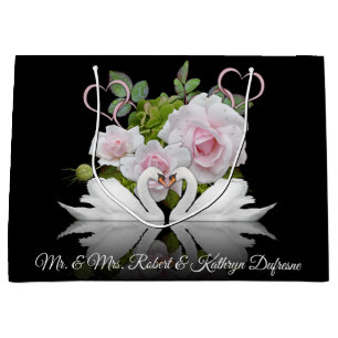 Personalised Swans Wedding/Anniversary Large Gift Bag