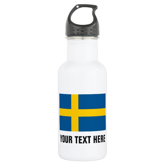 Personalised Swedish flag water bottles for Sweden (Front)