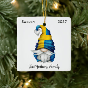 Personalised Swedish Gnome Photo Ceramic Ornament