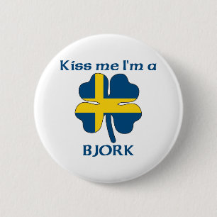 Personalised Swedish Kiss Me I'm Bjork 6 Cm Round Badge
