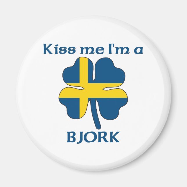 Personalised Swedish Kiss Me I'm Bjork Magnet (Front)